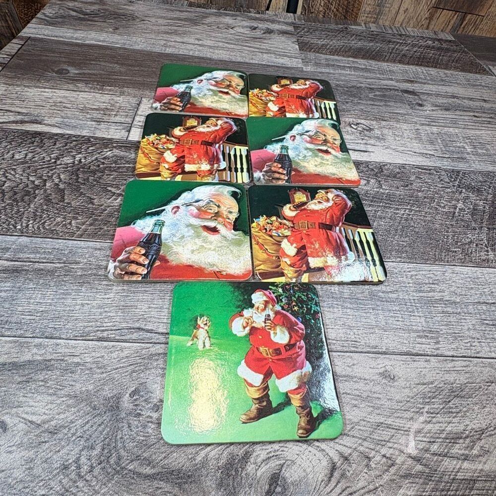 Vintage Coca-Cola Santa Claus Coasters (Set of 7)